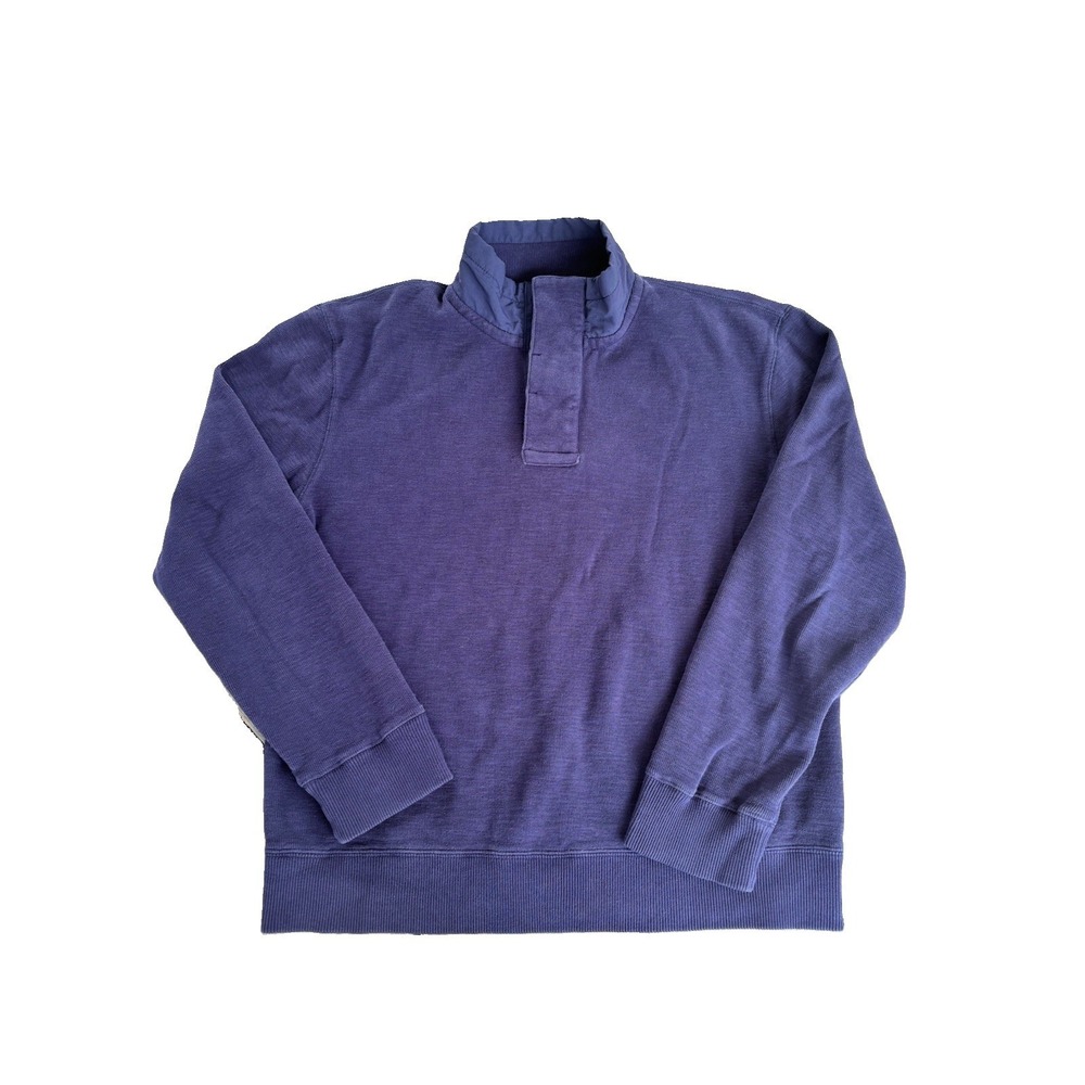 Tommy Hilfiger Mens Navy Blue 1/4 Zip/Buttoned Mock Neck Sweater Size Large